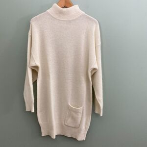 VTG Paul Et Duffier Sweater Dress Tunic Wool Angora Knit Cream Womens Large